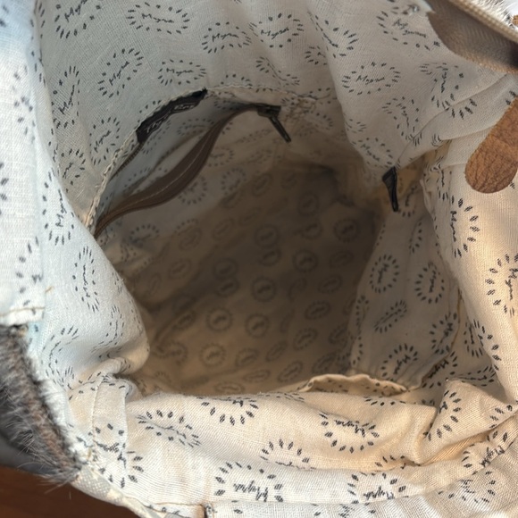 Myra Bag Brown and Cream Patterned Backpack with Leather Accents - Picture 6 of 6